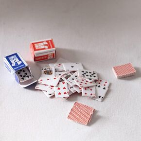 Dollhouse Decoration Accessories, 1:12 Dollhouse Ornament Mini Playing Cards Set with 2 Boxes
