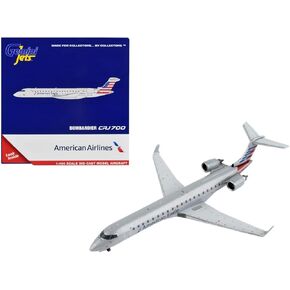 GeminiJets Bombardier CRJ700 Commercial Aircraft American Airlines - American Eagle Silver with Striped Tail 1/400 Diecast Model Airplane