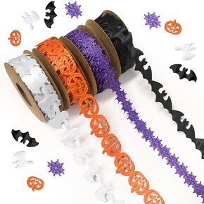 3 Rolls Fall Ribbons for Crafting, Autumn Maple Leaf Ribbons Orange Green Ribbon Thanksgiving Craft Ribbons for Gift Wrapping DIY Wreath Bouquets Decorations-5 Yards Each