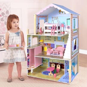 Dream Dollhouse Wooden Dollhouse for Kids with Doll House Accessories and Furniture Suitable for Ages 3 and up Including Toy Figures Furniture Accessories Easy to Assemble