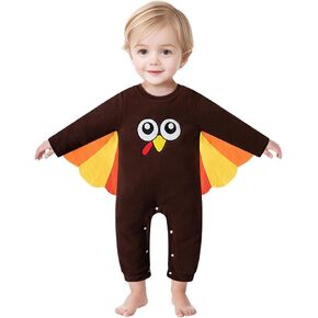 MOMMY'S NEW MAN Newborn Baby Boy Girl Thanksgiving Little Turkeys Cosplay Romper Hooded Fall Winter Outfits