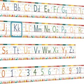 Alphabet Line for Classroom Wall Aa-Zz Boarder Numbers Strip Bulletin Board Strips Number 0 to 10 Border for Preschool Kindergarten Playroom Decor Moving Mountains