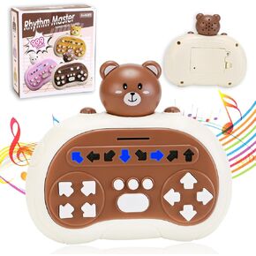 Rhythm Master Speed Push Educational Game Console, Children's Cartoon Level-Breaking Game Console with Music,Handheld Puzzle Game Sensory Toys for Kids 3-12 for Girls and Boys (Bear-3)