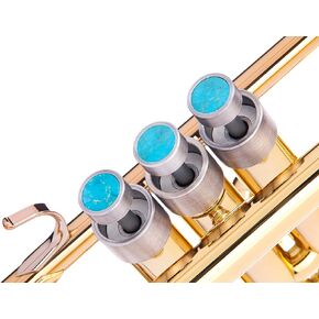 HEAVY Trumpet custom finger buttons for all Bach Stradivarius, Artisan, New York, Chicago, TR200, all Stradivarius flughelhorns, all Stradivarius cornets models (24K Gold Plated, Turquoise)
