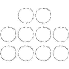 HARFINGTON 20pcs Ball Beads Chain 4 Inch 2.4mm Diameter Stainless Steel Dog Tag Keychain Ball Connector Clasp for Jewelry Making Necklace DIY Crafts, Silver Tone
