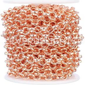 CleverDelights Bulk Rolo Chain - 1/4" Link - 25 Feet - Rose Gold Color