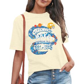 Teacher Shirts Take Chances Make Mistakes Get Messy Graphic Back to School Tshirt Short Sleeve Tee Casual Funny Teacher Tops