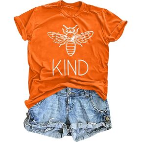 Bee T-Shirt for Women: Cute Bee Graphic Shirts Bee Kind T Shirt Funny Inspirational Casual Tees Tops