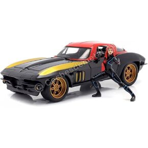 Jada 1:24 Diecast 1966 Chevy Corvette Stingray with Black Widow Figure
