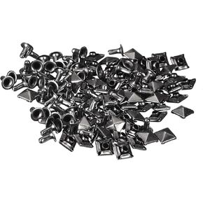 uxcell 60Sets Spike Rivet for Clothing, 8mm Pyramid Rapid Rivet Nailhead Studs Copper Punk Square Spikes for Leathercraft Decorations (Silver Tone)