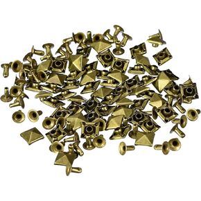 uxcell 60Sets Spike Rivet for Clothing, 8mm Pyramid Rapid Rivet Nailhead Studs Copper Punk Square Spikes for Leathercraft Decorations (Silver Tone)