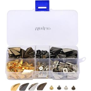 Mingtao 80Sets Dragon Shark Fin Claw Spikes and Studs Screw Back Bullet Cone Studs Spikes Rivets Kit for Leather Craft Clothing Shoes Belts Bags Dog Collars 17MM Assorted Color