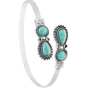 MINACHI Created Turquoise Bangle For Women - Pear Shape Silver-Overlay Cuff Bangle Jewelry