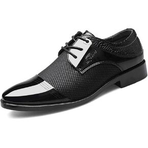 Men's Patent Leather Dress Shoes Casual Oxford Lace-up Shoes Business Formal Shoes Tuxedo Office Shoes for Men