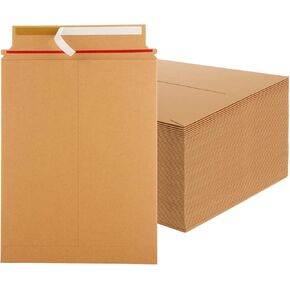 100 Pack 9x11.5 Inch Rigid Mailers, Self Seal Photo Document Mailer Kraft Cardboard Mailing Envelopes Stay Flat Mailers for CD, Photos, Document, Pictures, Papers, Files, Brown