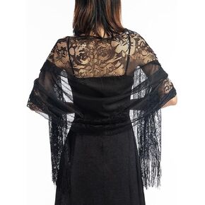 Urieo Women's Floral Shawls and Wraps for Evening Dresses Lace Long Pashmina White Scarf Wedding Party Soft Large Shawl