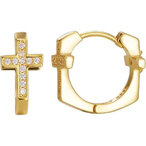 أقراط Huggie الصغيرة - أقراط حلقية من الفضة الإسترلينية S925 أقراط متقاطعة صغيرة بسيطة للرجال والنساء هدية
