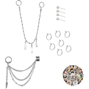 XHBTS 53 Set Miyamura Izumi Earring, Anime Horimiya Cosplay Costume Accessories Feather Leaf Multi Layered Chain Drop Earring and Stickers