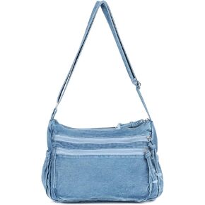 SUKUTU Denim Shoulder Bag for Women Canvas Messenger Bag Casual Retro Lightweight Crossbody Handbags