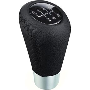 Abfer 6 Speed Shift Knob Leather Gear Stick Shifter Knobs Fit for Most Manual Transmission Vehicle Truck, Black