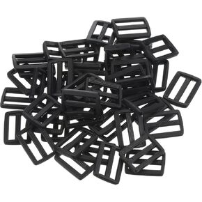 50 Pack Tri-Glide Slide - Plastic Adjustable Slide Button Webbing Fastener, Apply to Purse Belt Strap Hardware (5/8 Inches, Black)