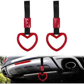 2 Pieces Rear Bumper Warning Decor Rings Heart Shaped Car Handle Straps Subway Bus Replace Handle Interior Exterior Decoration (Pink)
