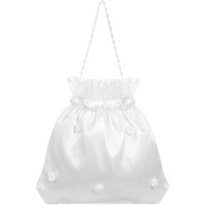 Satin Bridal Wedding Money Bag White Bridal Wedding Bag Wedding Satin Bag Satin Flower Decorated Bag with Pearl, Bridal Wedding Dolly Bag