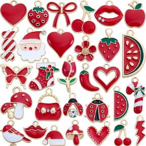 Anjulery 30Pcs Charms for Jewelry Making and Crafting - Assorted Enamel Charms for Bracelets Necklaces Earrings Pendants (Assorted)