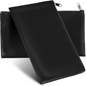 CALLARON 2 Pcs Money Bank Deposit Bag with Zipper Cash Envelopes Wallet PU Leather Budget Receipt Pouches Reusable Cash Organizer for Women Men