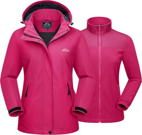 MAGCOMSEN Women's 3 in 1 Ski Jacket Water Resistant Winter Snow Coat Warm Fleece Lined Windproof Hiking Rain Outwear in Saudi Arabia