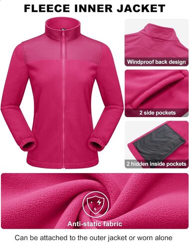 MAGCOMSEN Women's 3 in 1 Ski Jacket Water Resistant Winter Snow Coat Warm Fleece Lined Windproof Hiking Rain Outwear in Saudi Arabia