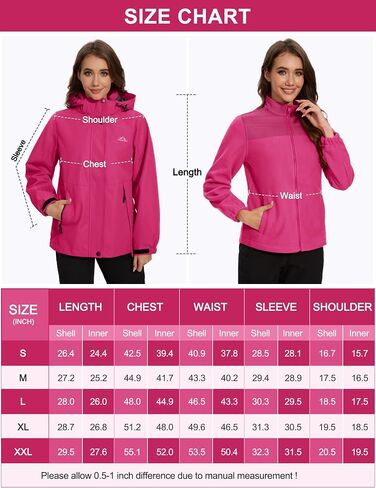 MAGCOMSEN Women's 3 in 1 Ski Jacket Water Resistant Winter Snow Coat Warm Fleece Lined Windproof Hiking Rain Outwear in Saudi Arabia