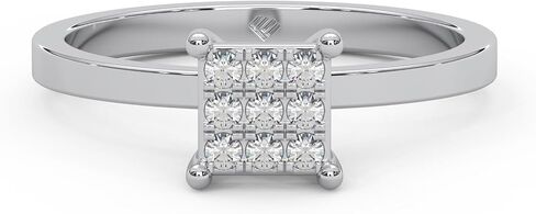 0.11 Cttw Round Cut Natural Diamond (Color: I-J,Clarity: I2-I3) | Square Cluster Engagement Ring For Women | Crafted In 925 Sterling Silver in Saudi Arabia