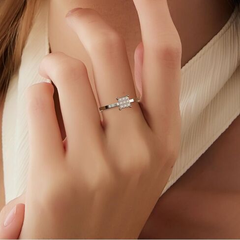 0.11 Cttw Round Cut Natural Diamond (Color: I-J,Clarity: I2-I3) | Square Cluster Engagement Ring For Women | Crafted In 925 Sterling Silver in Saudi Arabia