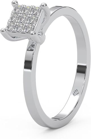 0.11 Cttw Round Cut Natural Diamond (Color: I-J,Clarity: I2-I3) | Square Cluster Engagement Ring For Women | Crafted In 925 Sterling Silver in Saudi Arabia