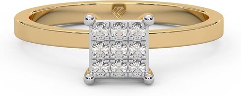 0.11 Cttw Round Cut Natural Diamond (Color: I-J,Clarity: I2-I3) | Square Cluster Engagement Ring For Women | Crafted In 925 Sterling Silver in Saudi Arabia