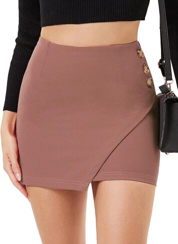 EXLURA المرأة مرونة عالية الخصر زر التنانير الصغيرة مثير Bodycon قلم رصاص التنانير القصيرة سليم صالح حفلة تاريخ ليلة تنورة 2024 in Kuwait