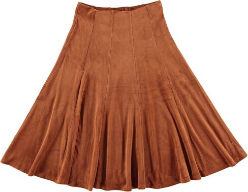 Women’s Midi 27 inch Length A-Line Velour Panel Skirt- Elastic Waist Office Pleated Skirt in Kuwait