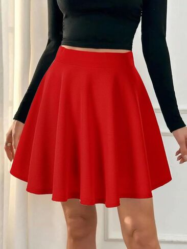 تنورة نسائية أساسية قابلة للتمدد متوهجة صغيرة متزلج تنورة غير رسمية متعددة الاستخدامات على شكل حرف a مع جوارب شبكية S-XXL in Kuwait