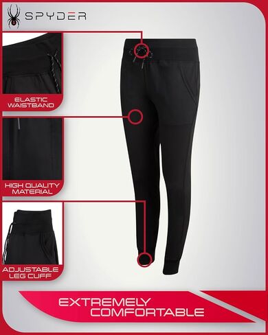 Spyder Women's Jogger Pants - Active Polar Fleece Athletic Workout Pants for Women with Thick Waistband and Drawstring (S-XL) in Saudi Arabia