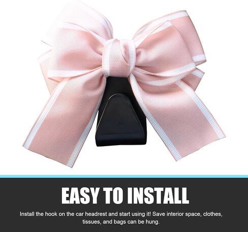 2 PCS Car Bow Seat Headrest Hook, Cute Creative Hidden Decoration, Multi-Function Hanging Organizer for Backpack Grocery Bag, Universal for Most Cars Portable Storage Accessories (Pink) in Saudi Arabia