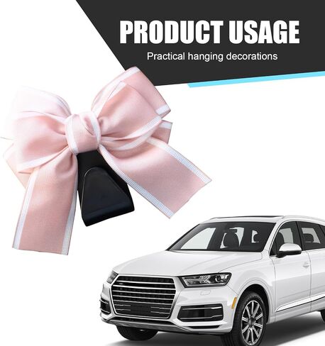 2 PCS Car Bow Seat Headrest Hook, Cute Creative Hidden Decoration, Multi-Function Hanging Organizer for Backpack Grocery Bag, Universal for Most Cars Portable Storage Accessories (Pink) in Saudi Arabia