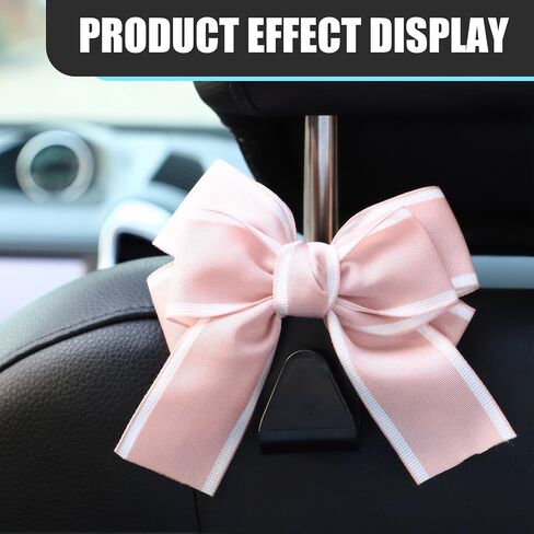 2 PCS Car Bow Seat Headrest Hook, Cute Creative Hidden Decoration, Multi-Function Hanging Organizer for Backpack Grocery Bag, Universal for Most Cars Portable Storage Accessories (Pink) in Saudi Arabia