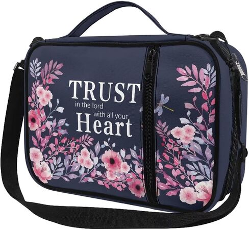 Bible Bags and Totes for Women with Verse, Portable Multi-Functional Bible Study Supplies Kit for Women Girls, Large Bible Covers for Women with Shoulder Strap Handle, Blue and Pink in Kuwait