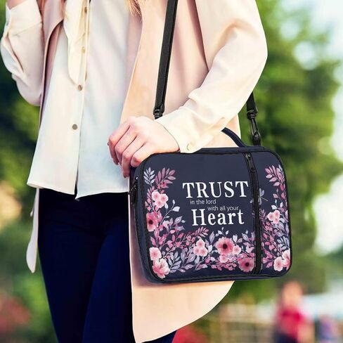 Bible Bags and Totes for Women with Verse, Portable Multi-Functional Bible Study Supplies Kit for Women Girls, Large Bible Covers for Women with Shoulder Strap Handle, Blue and Pink in Kuwait