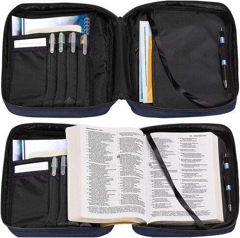 Bible Bags and Totes for Women with Verse, Portable Multi-Functional Bible Study Supplies Kit for Women Girls, Large Bible Covers for Women with Shoulder Strap Handle, Blue and Pink in Kuwait