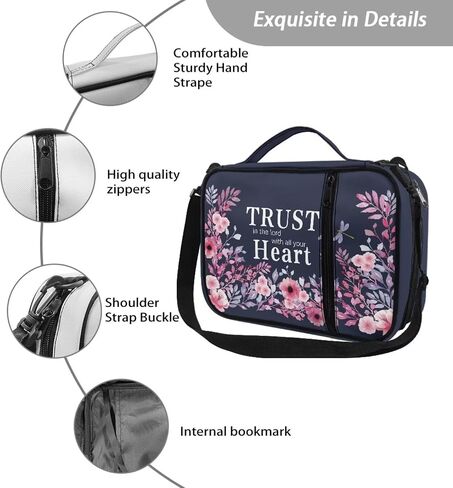 Bible Bags and Totes for Women with Verse, Portable Multi-Functional Bible Study Supplies Kit for Women Girls, Large Bible Covers for Women with Shoulder Strap Handle, Blue and Pink in Kuwait