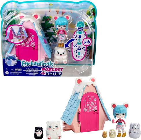 Enchantimals Secret Besties Tree Hut Playset with Small Doll House, Pawbry Polar Bear Doll (3.5-inch), 5 Nesting Animals & Accessory, Snow Valley Toy Collection in Saudi Arabia