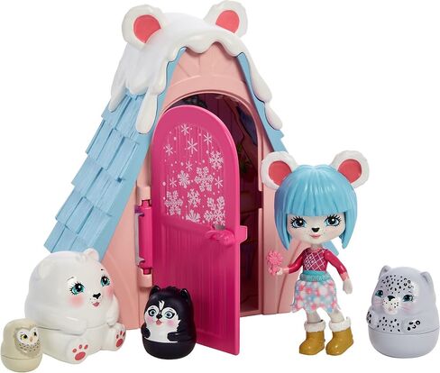 Enchantimals Secret Besties Tree Hut Playset with Small Doll House, Pawbry Polar Bear Doll (3.5-inch), 5 Nesting Animals & Accessory, Snow Valley Toy Collection in Saudi Arabia