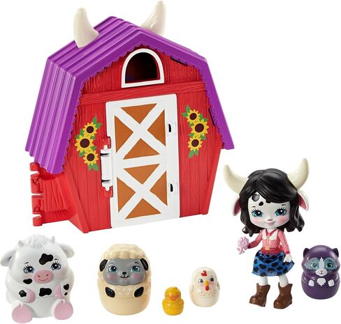 Enchantimals Secret Besties Cambrie Cow Farmhouse 5.8-in with 1 Doll (3.5-in), 5 Animal Figures, and 1 Accessory, Harvest Hills Collection, Great Gift for Kids Ages 3 and Up in Saudi Arabia